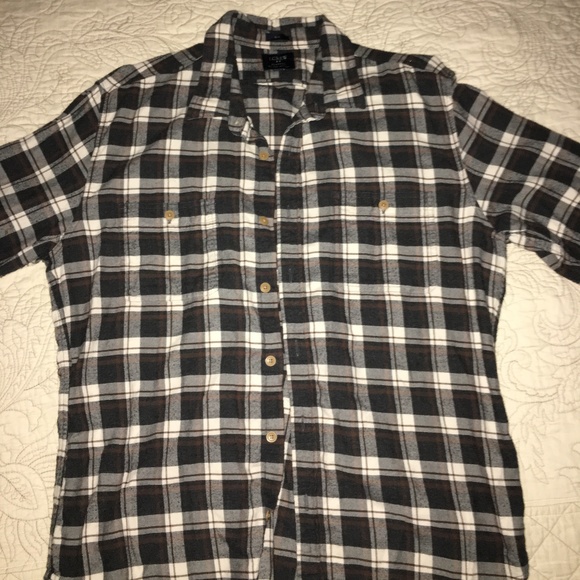 J. Crew Plaid Flannel Black/Brown/White Men's XL - Picture 1 of 4